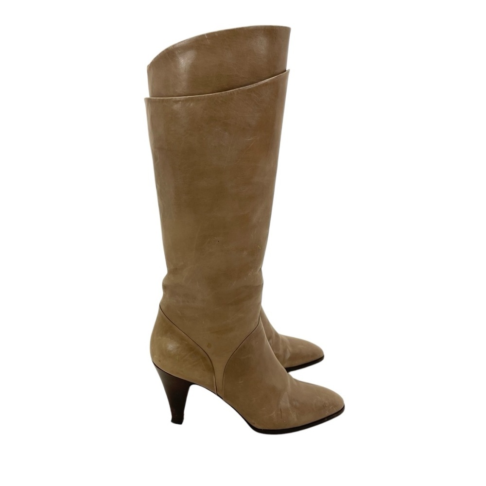 Botticelli Italy Tall Leather Boots 38 Taupe